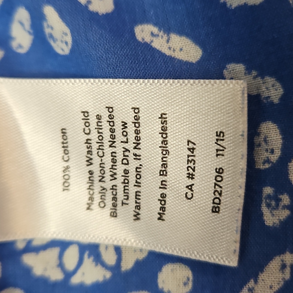 Talbots Women's Patterned Button Up Blouse Size XL Pleated Blue White 3/4 Sleeve - Picture 4 of 12